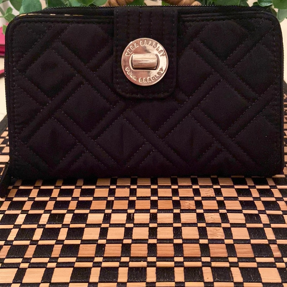 Vera Bradley quilted black wallet